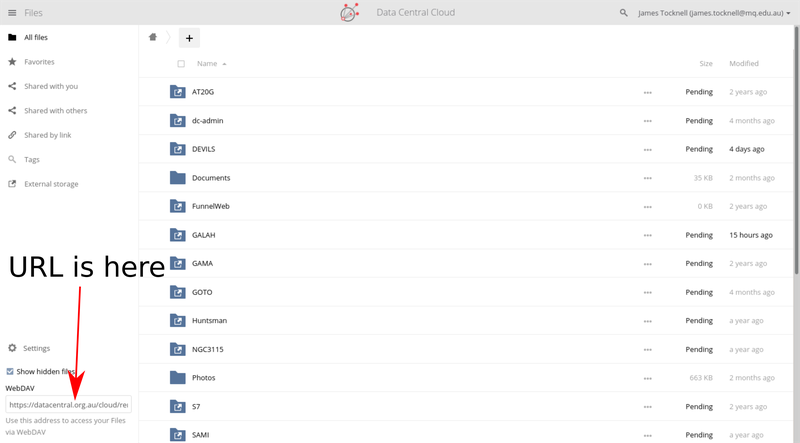 DC Cloud WebDAV URL